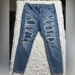American Eagle Outfitters Blue Skinny Distressed Jeans